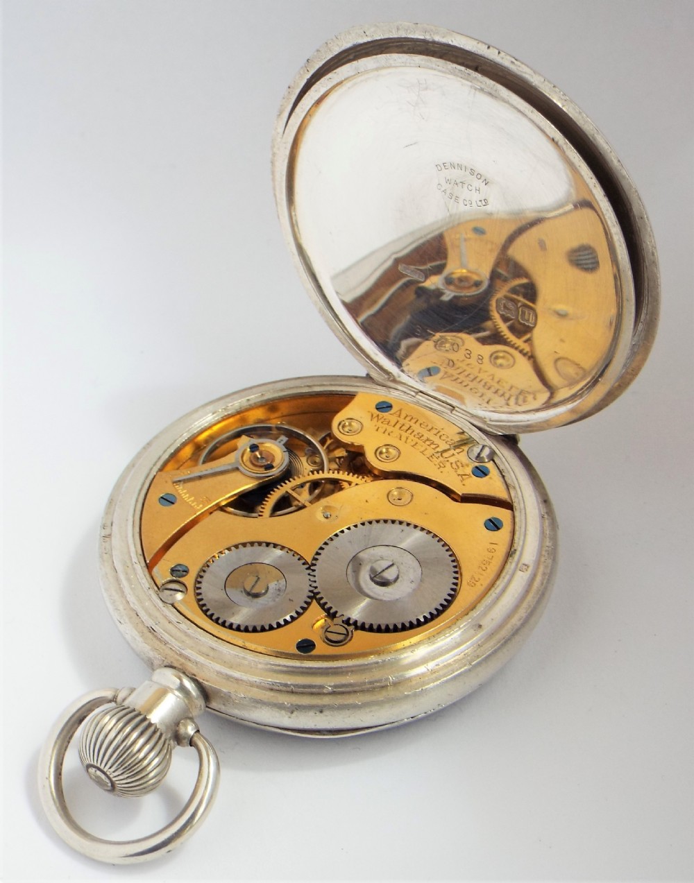 Antique silver Waltham Traveler pocket watch, 1919. View IV