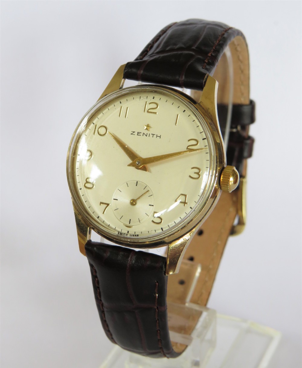 Gents 9 carat gold Zenith wrist watch, 1961 View II