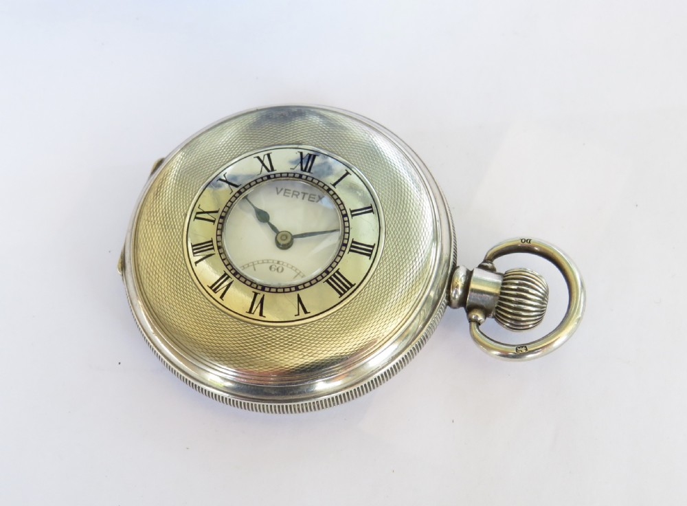 1930s silver Vertex half hunter pocket watch View II