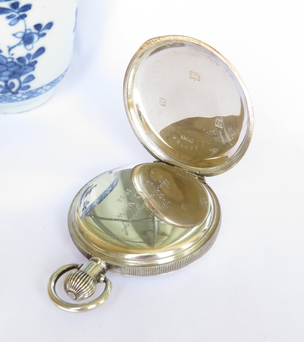 1930s silver Vertex half hunter pocket watch View IV
