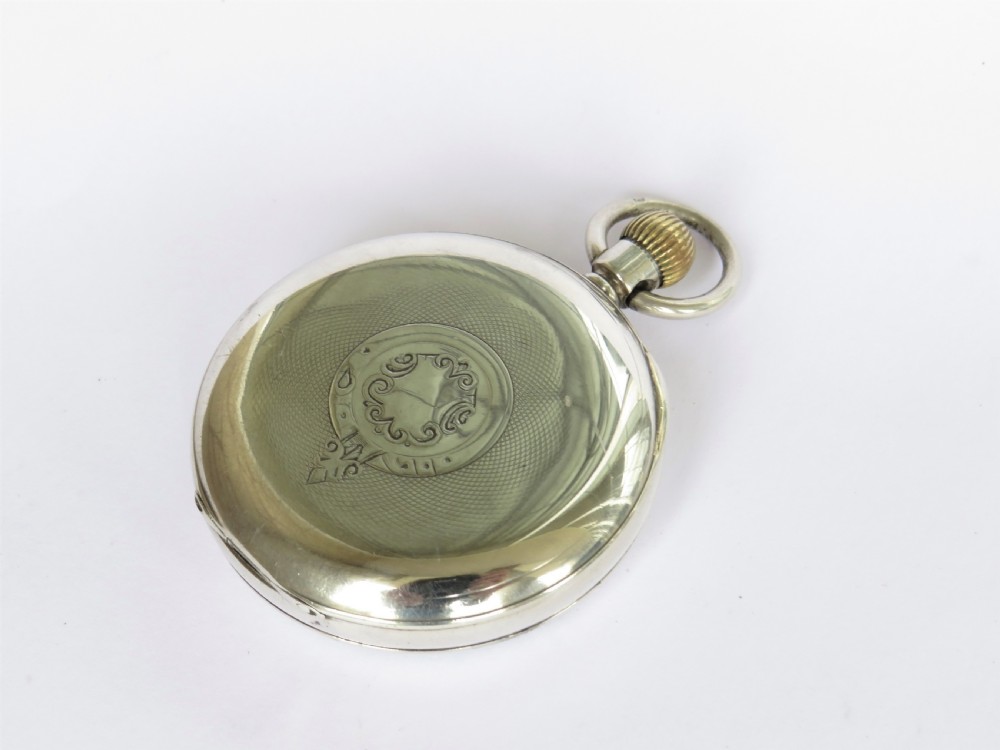 A 1932 silver Tavannes Cyma pocket watch for J W Benson. View III