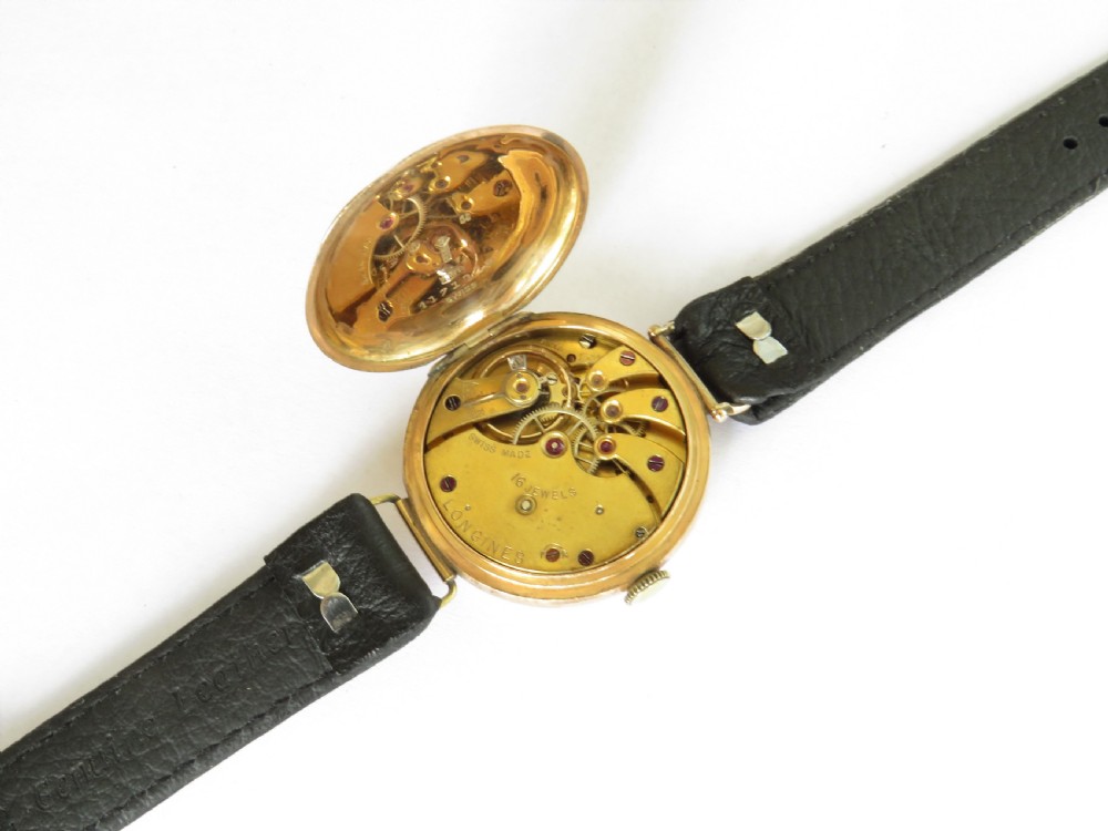 Gents antique 9ct gold Longines wrist watch, 1924 View III