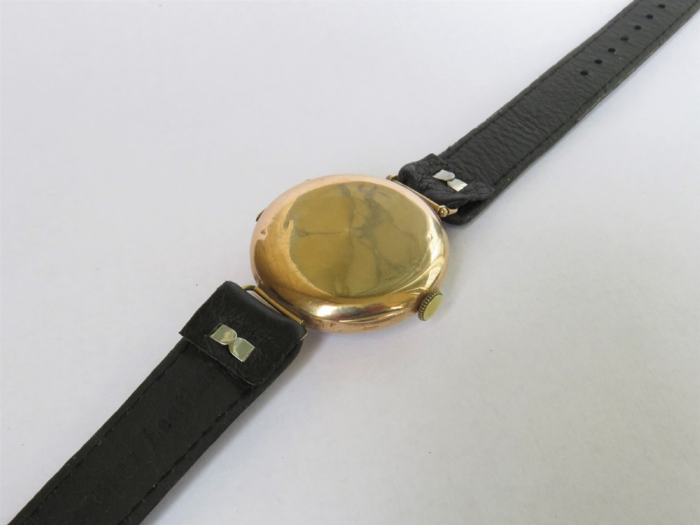Gents antique 9ct gold Longines wrist watch, 1924 View V