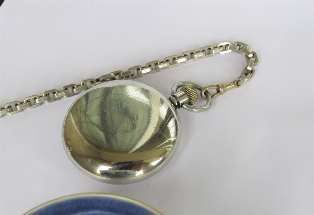 Antique chunky Syren pocket watch and albert View III