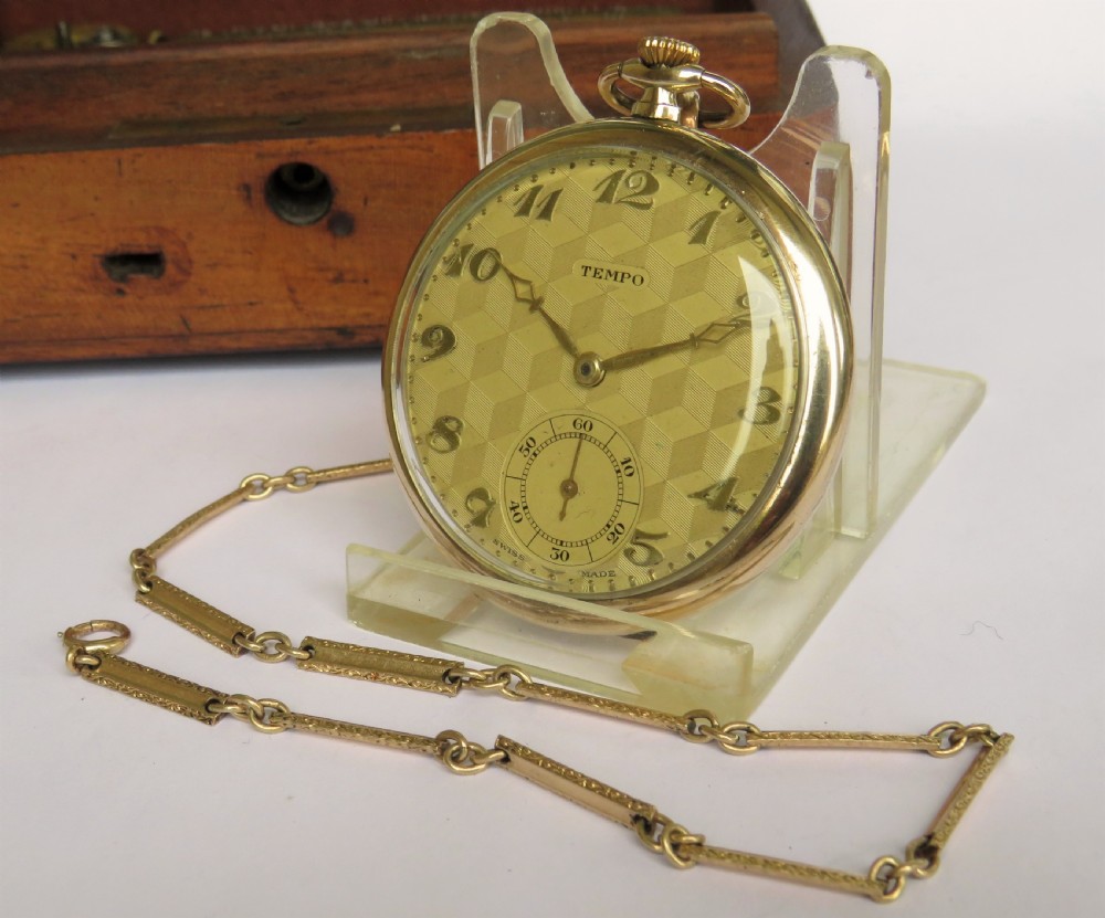 Art Deco Tempo pocket watch and chain