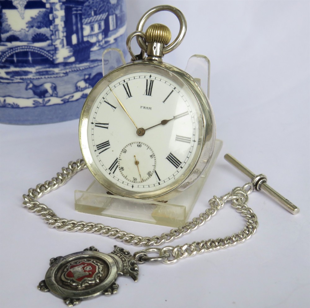 Antique silver Fram pocket watch by Henri Liengme
