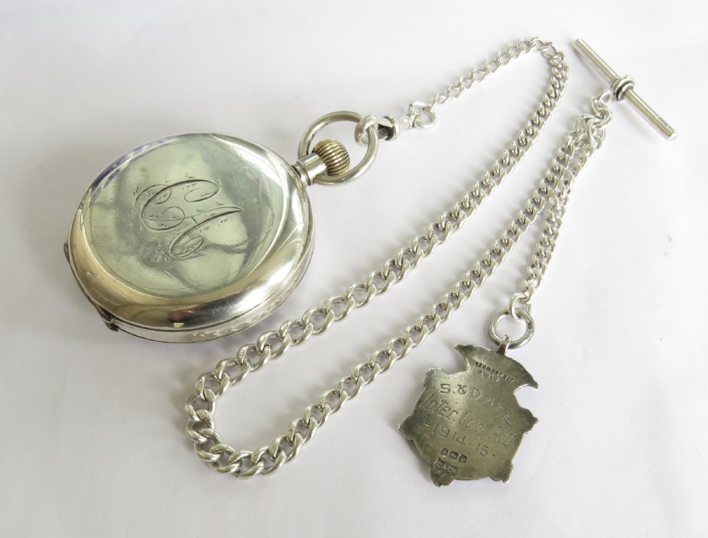 Antique silver Fram pocket watch by Henri Liengme View II