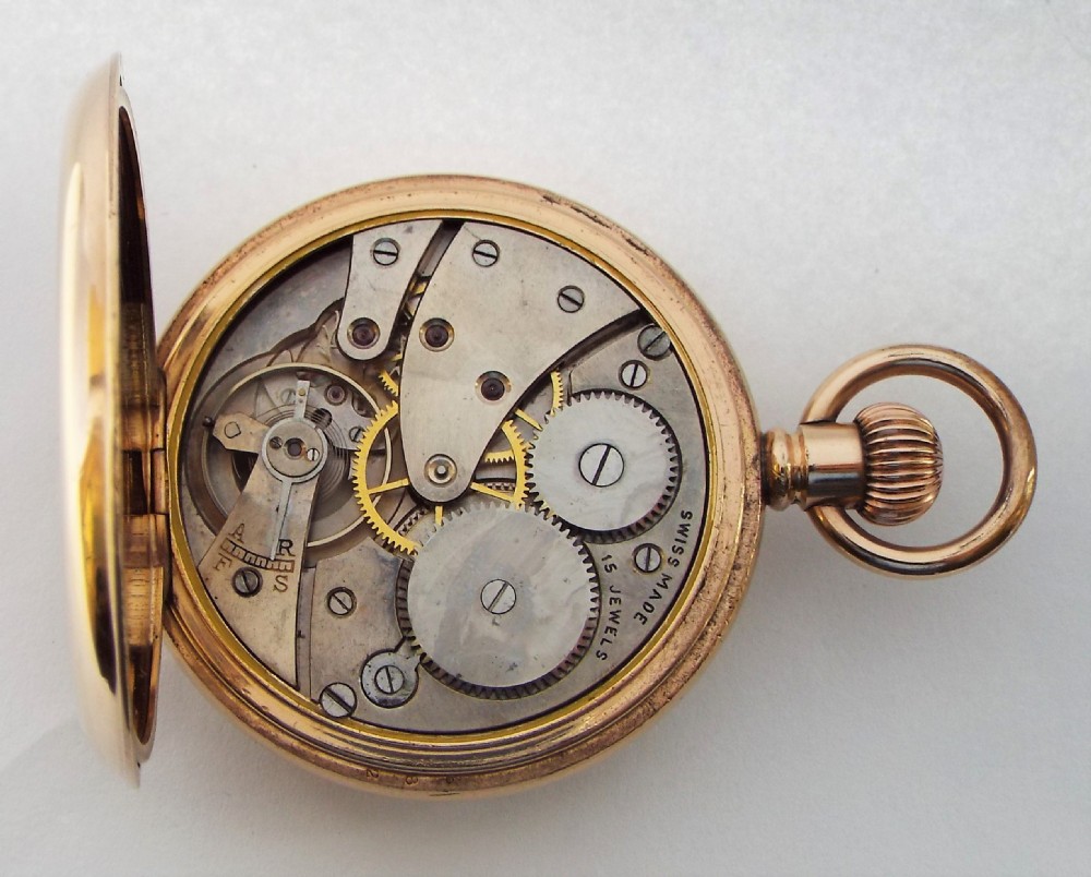 A vintage 1920s Swiss half hunter pocket watch. View VI