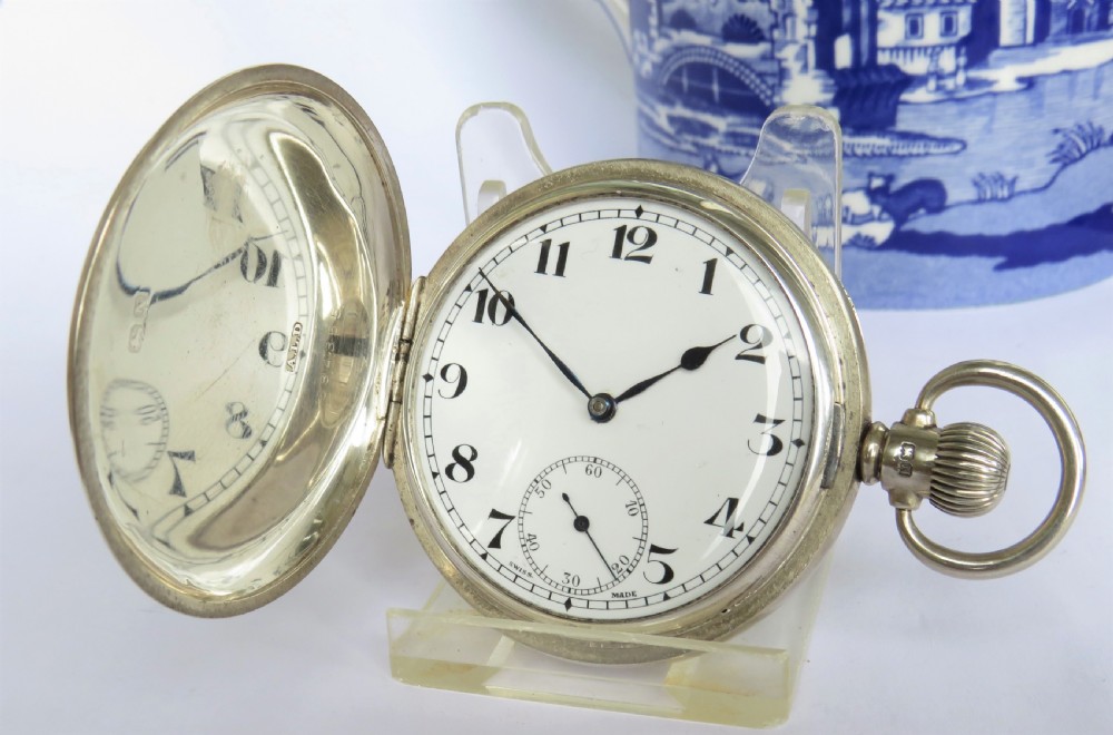 1937 silver full hunter pocket watch