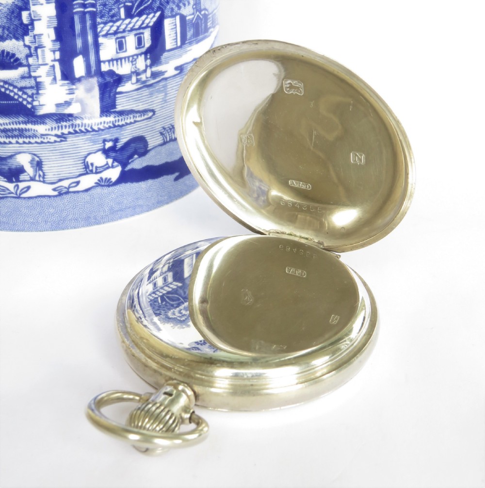 1937 silver full hunter pocket watch View III