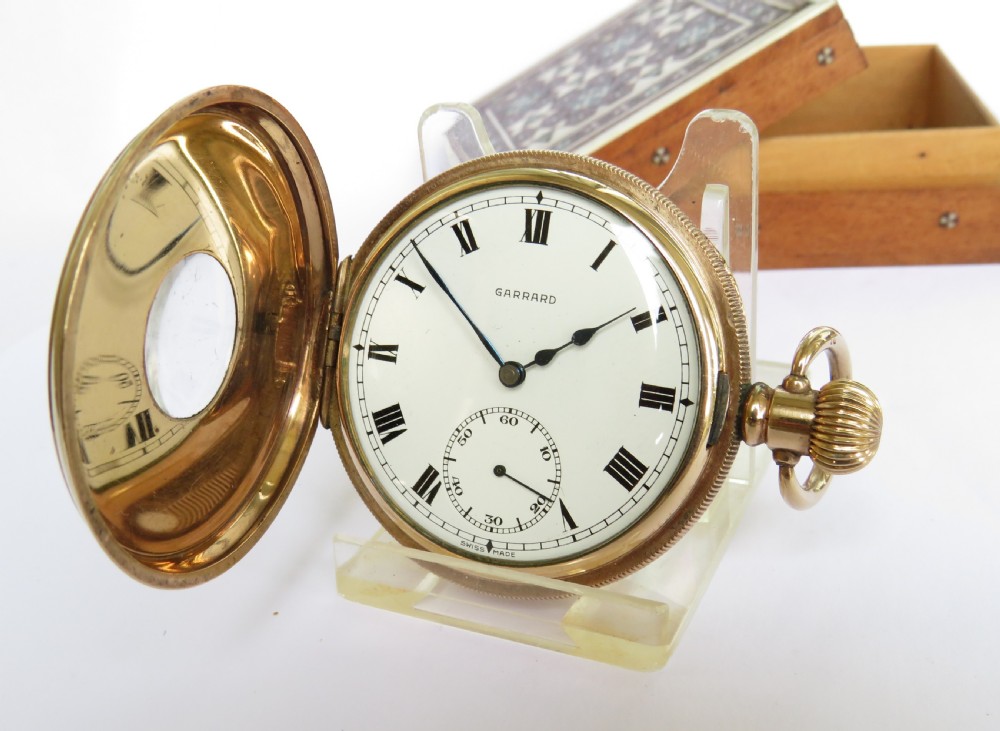 A 1940s Garrard half hunter pocket watch. View II