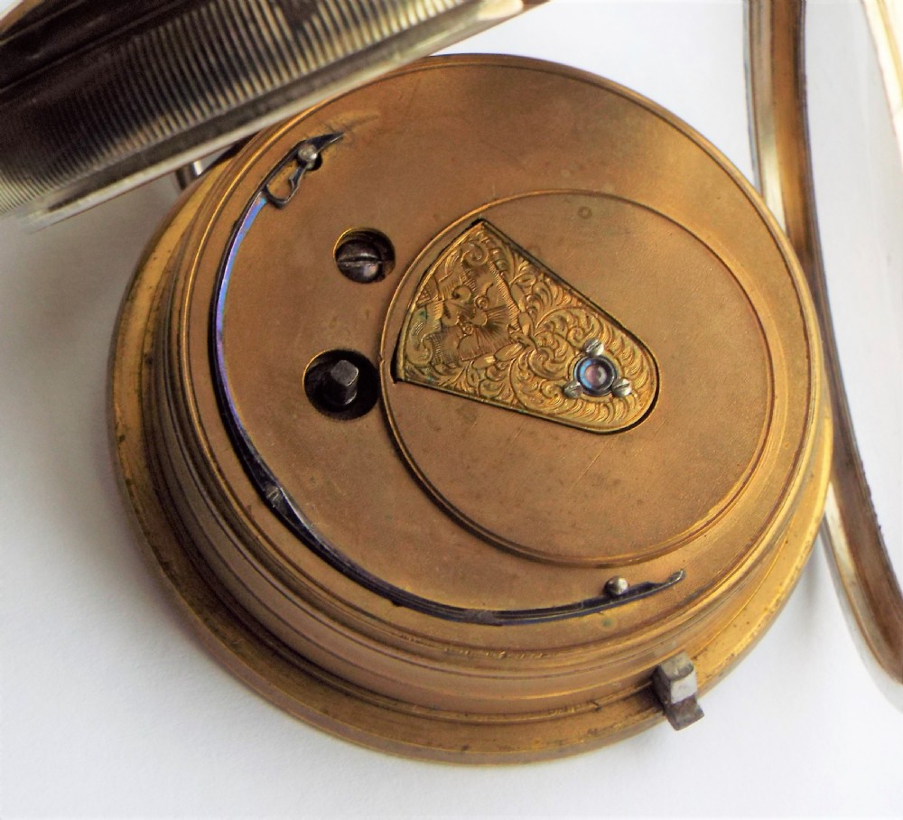 An antique silver Improved Patent fusee pocket watch. View IV