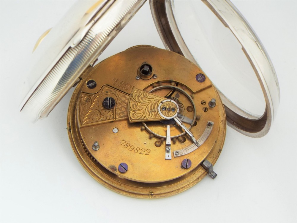 Antique silver Lancashire Watch Company pocket watch retailed by H Stone of Leeds. View V