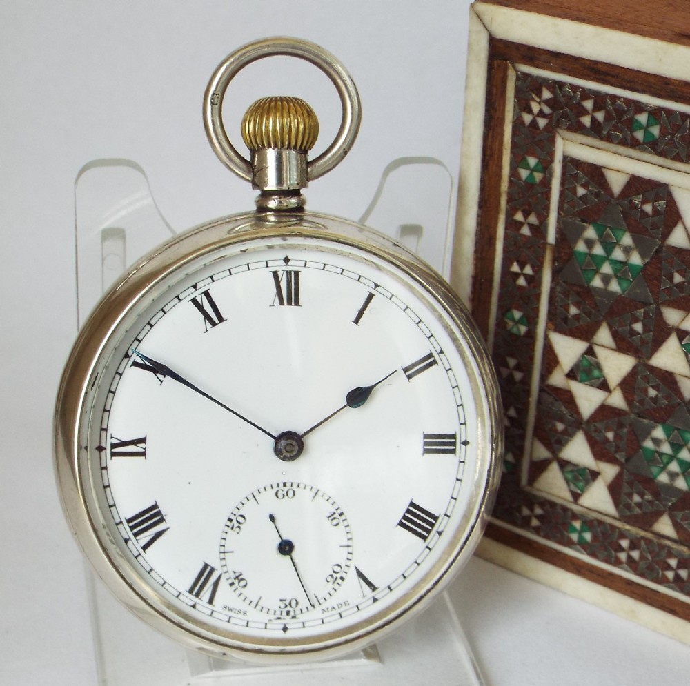 Vintage 1937 Swiss silver pocket watch.