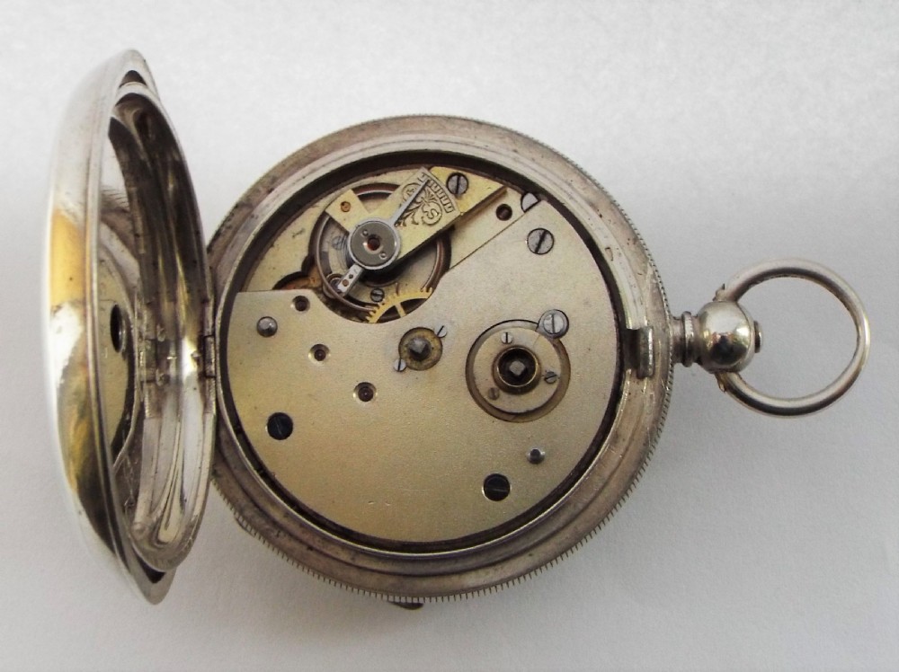 Antique silver Buren pocket watch, circa 1910s. View V