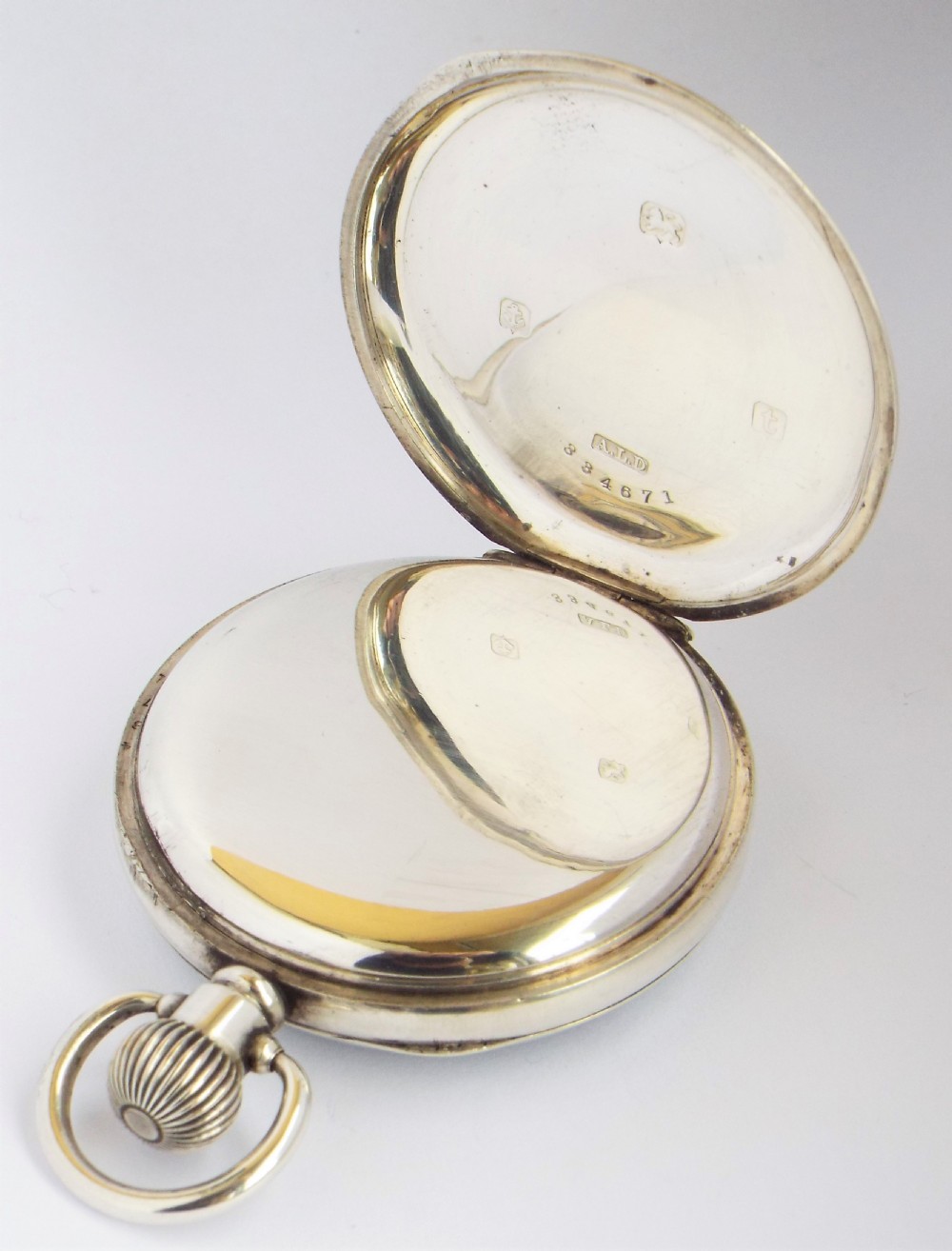 Antique 1918 silver Syren pocket watch. View III