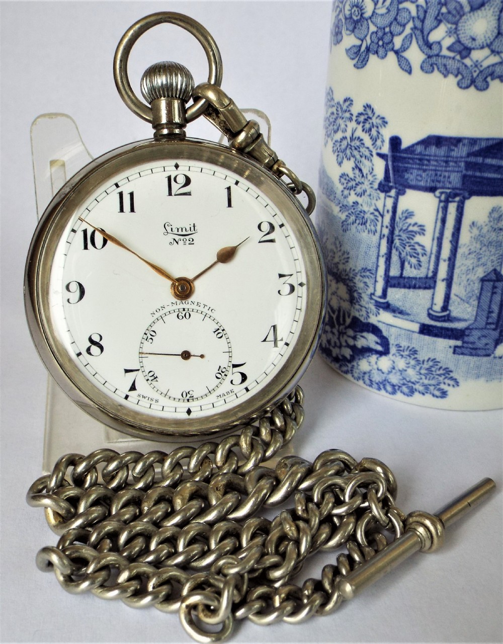 1920s Limit No 2 pocket watch and chain.