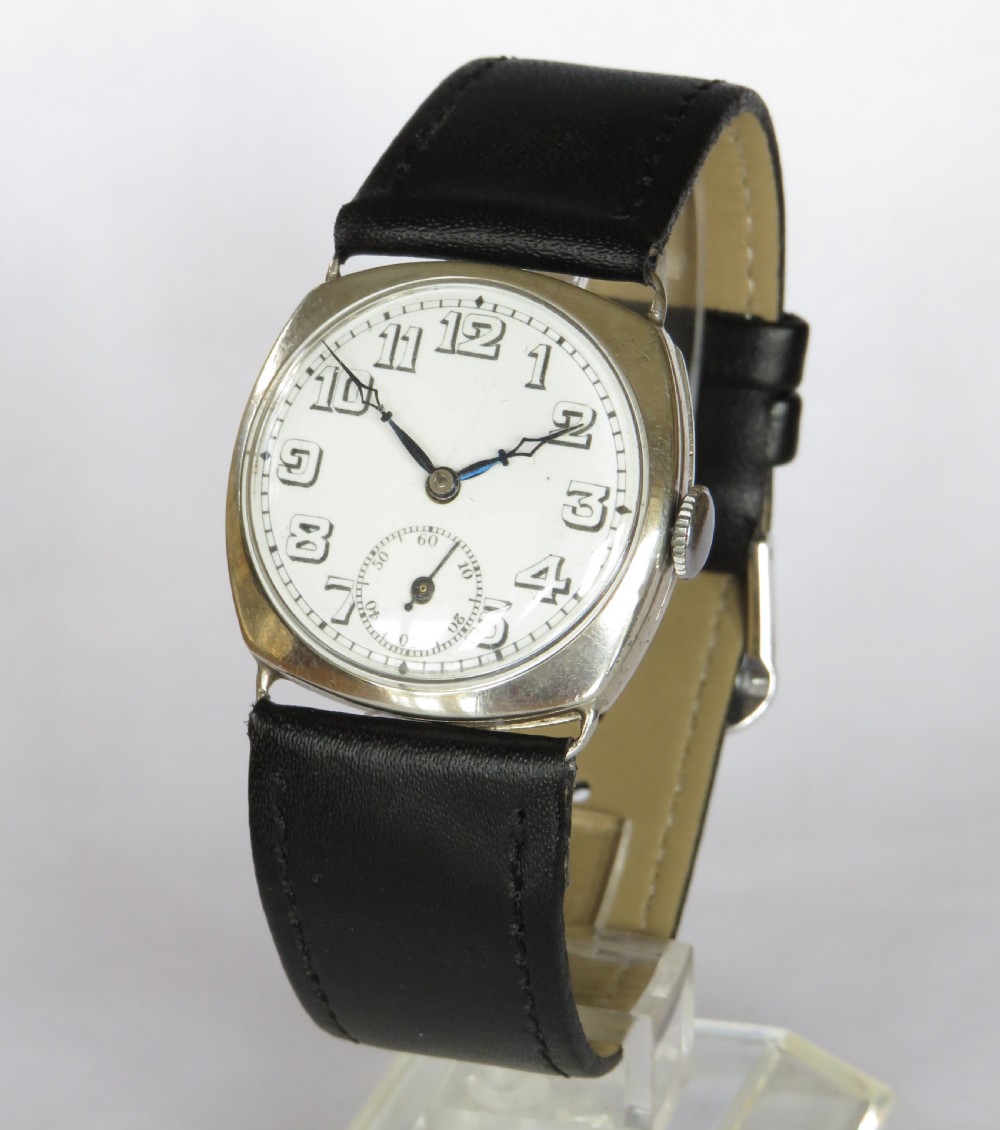 Gents Marvin silver cushion cased wrist watch 1926
