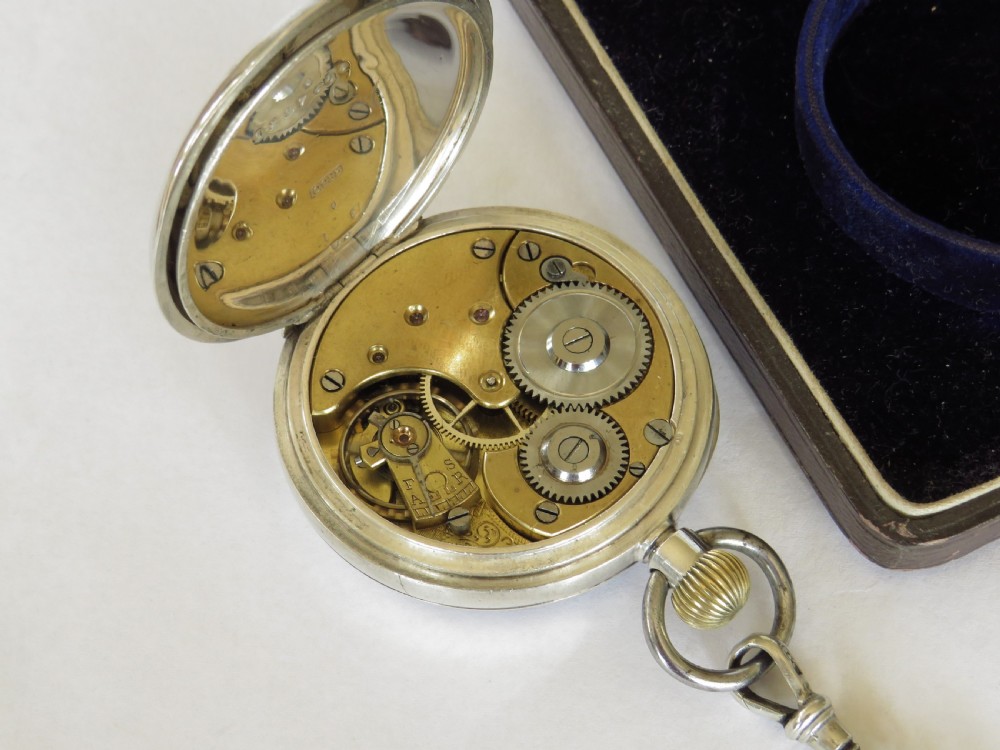 Antique silver Omega pocket watch and chain View V