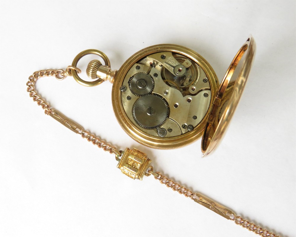1930s Swiss stem winding pocket watch and chain View IV