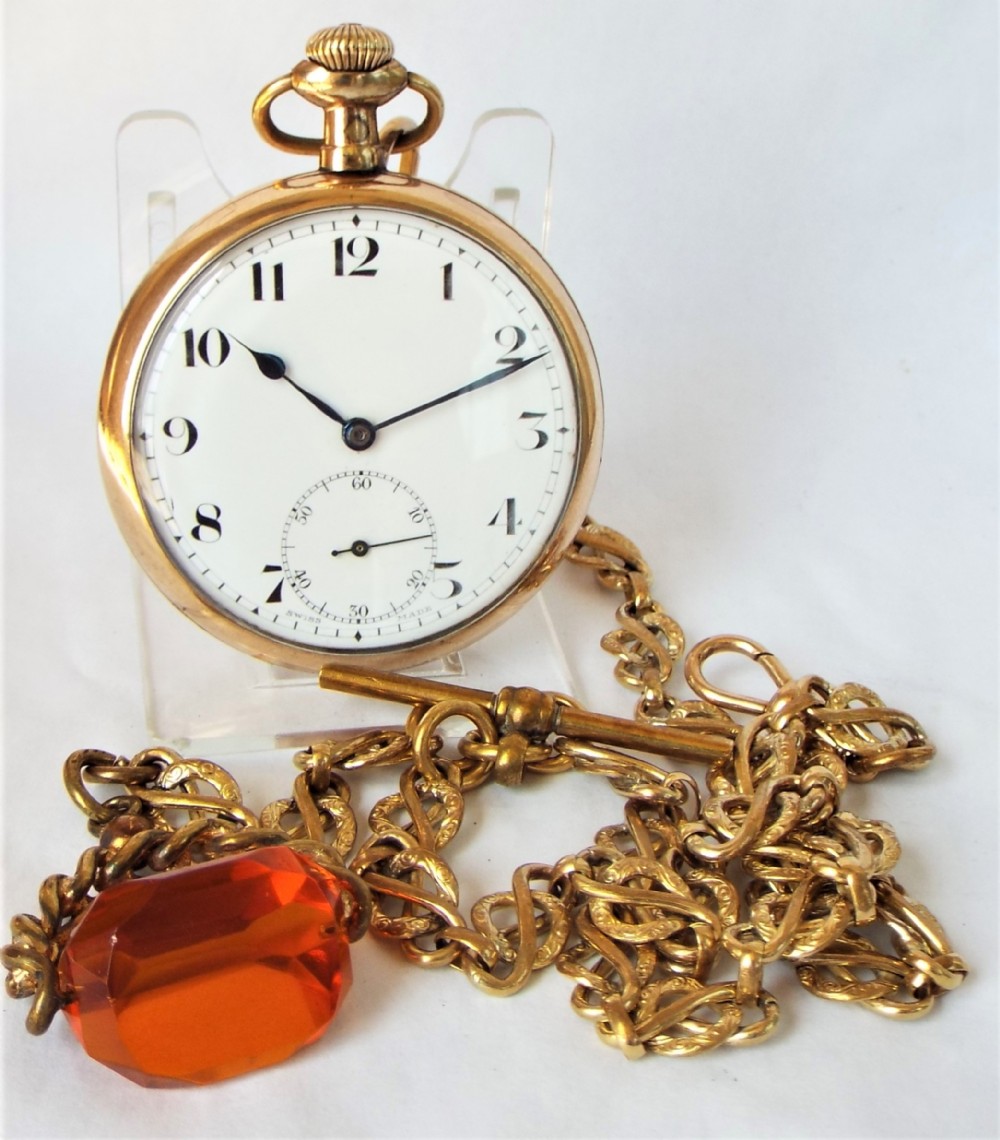 A 1920s stem winding pocket watch by Tavannes, with double albert.