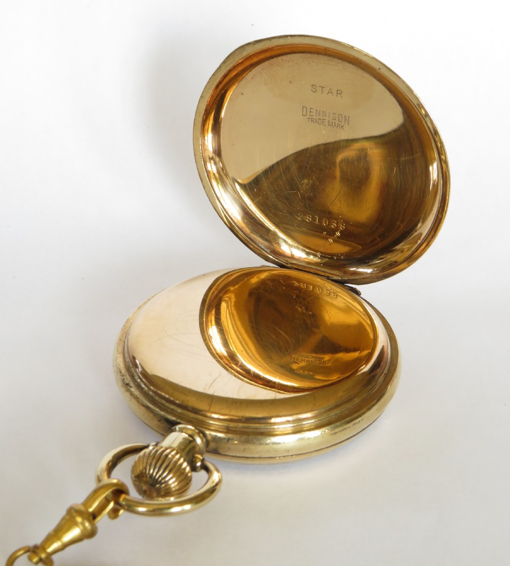 Antique 1906 Waltham pocket watch and chain View V