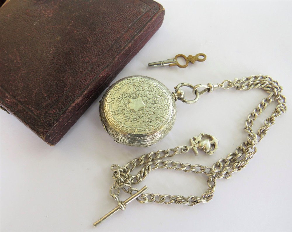 'The London Lever Registered' silver pocket watch and chain View III