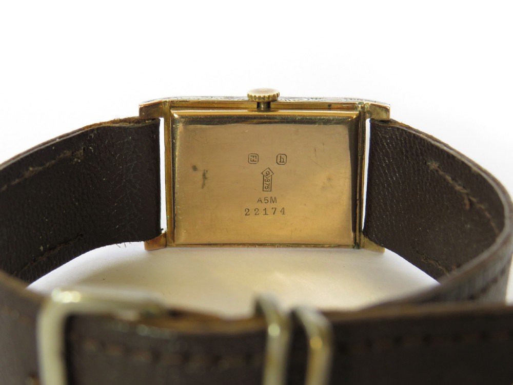 Gents 9ct gold Art Deco wrist watch, 1930 View III