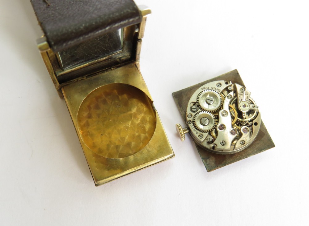 Gents 9ct gold Art Deco wrist watch, 1930 View V