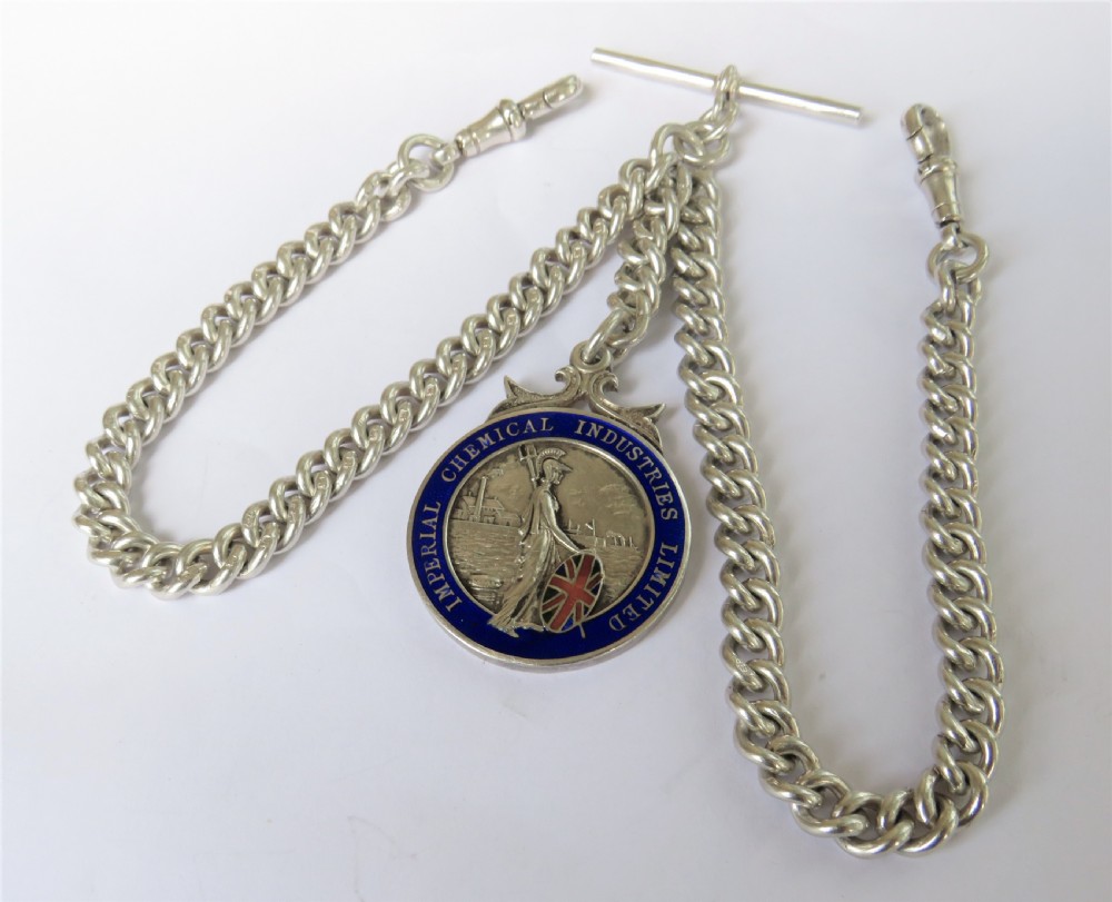 Antique silver double albert with fob View II