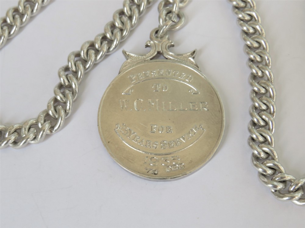 Antique silver double albert with fob View III