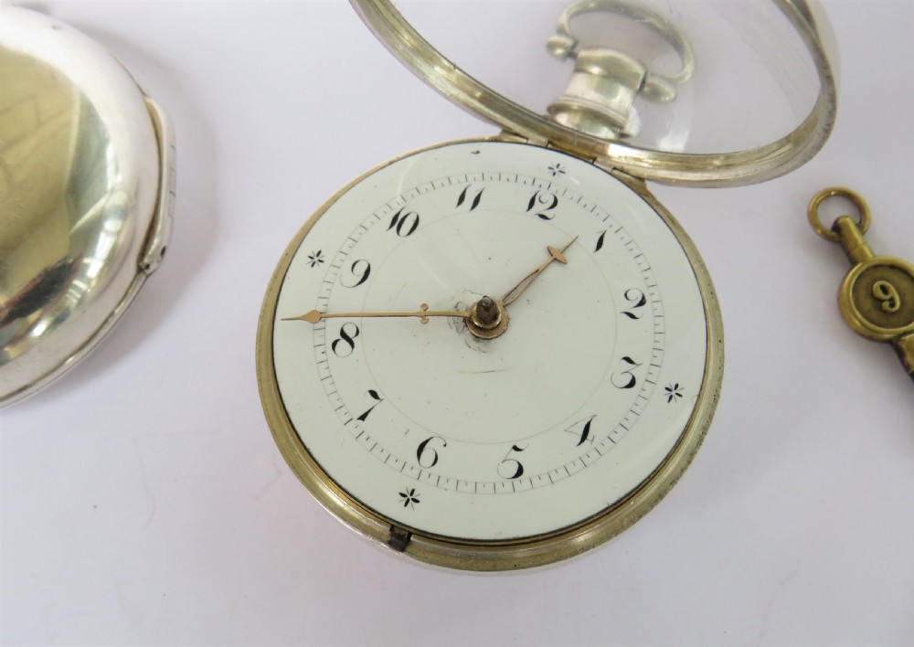 Antique silver pair cased verge fusee pocket watch, Underhill of Newport View II