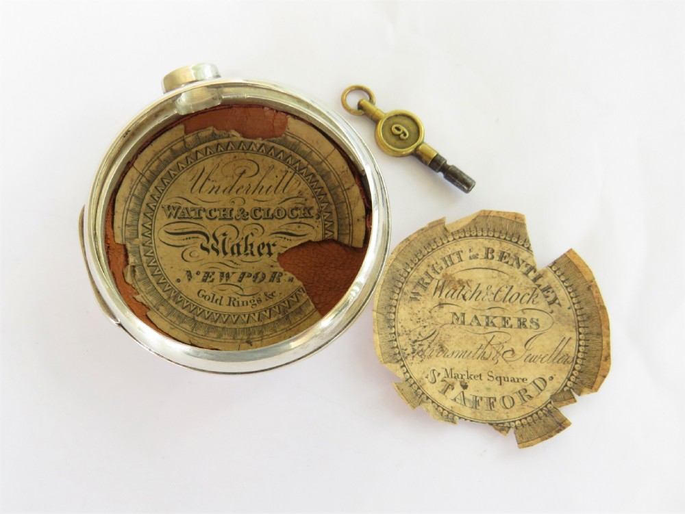 Antique silver pair cased verge fusee pocket watch, Underhill of Newport View III