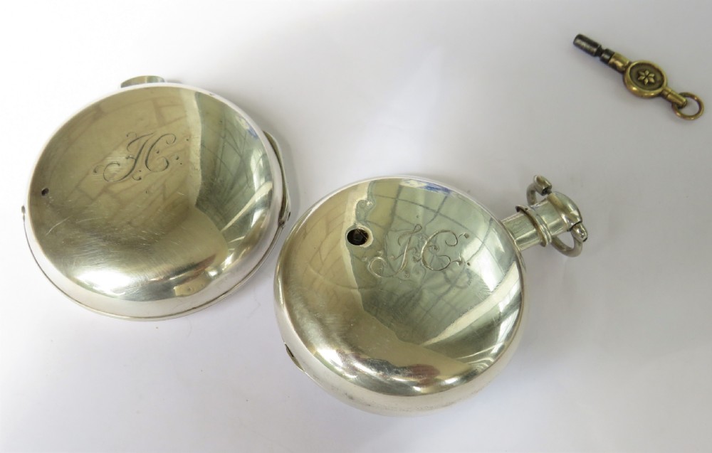 Antique silver pair cased verge fusee pocket watch, Underhill of Newport View VII