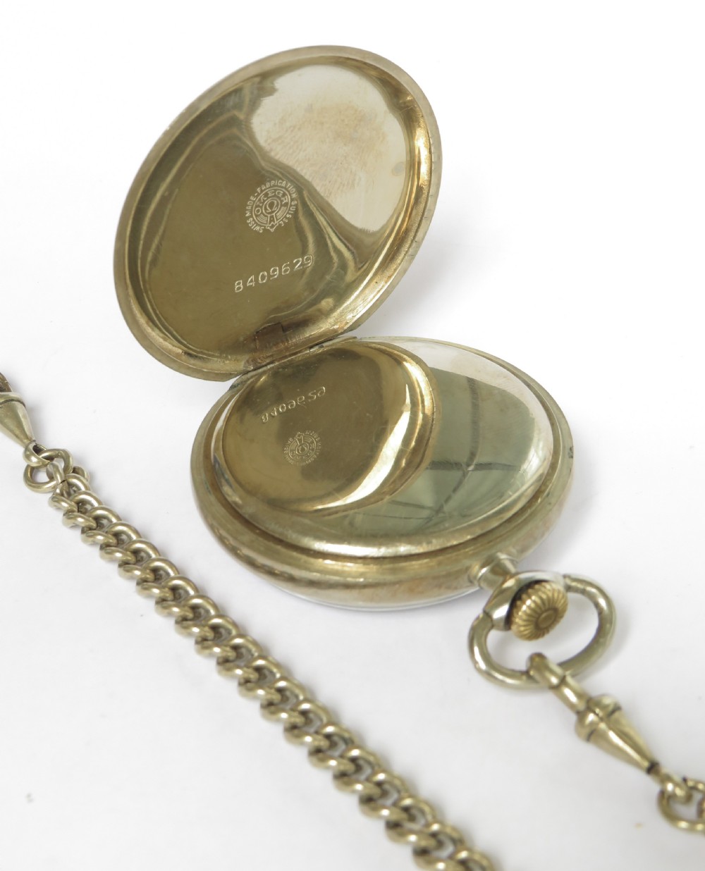 1930s Omega pocket watch and chain View III
