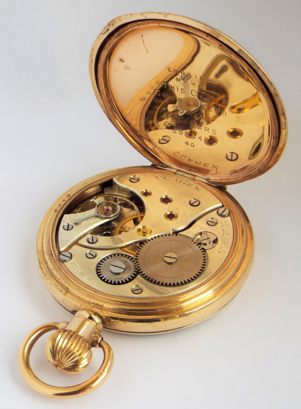 A 1940s Clarex stem winding pocket watch.  View IV
