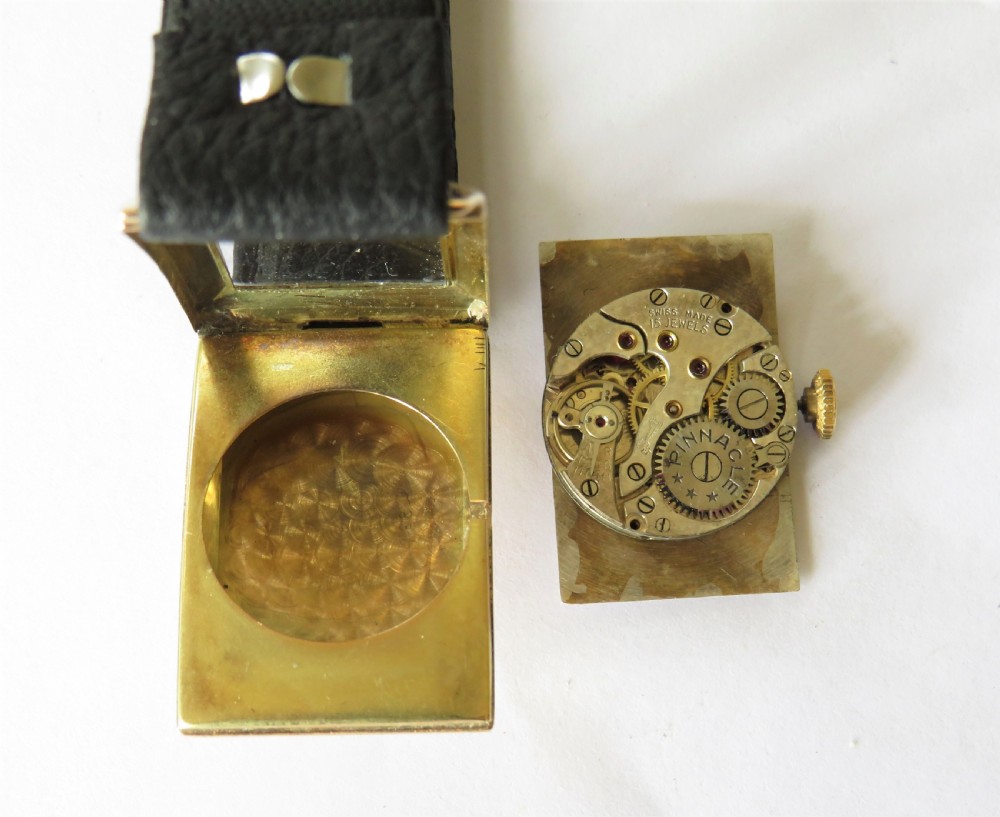 Gents 1930s gold Pinnacle Art Deco wristwatch by Record View IV