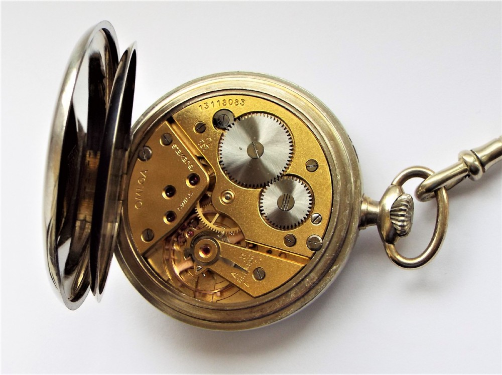 1951 Omega pocket watch with chain. View V