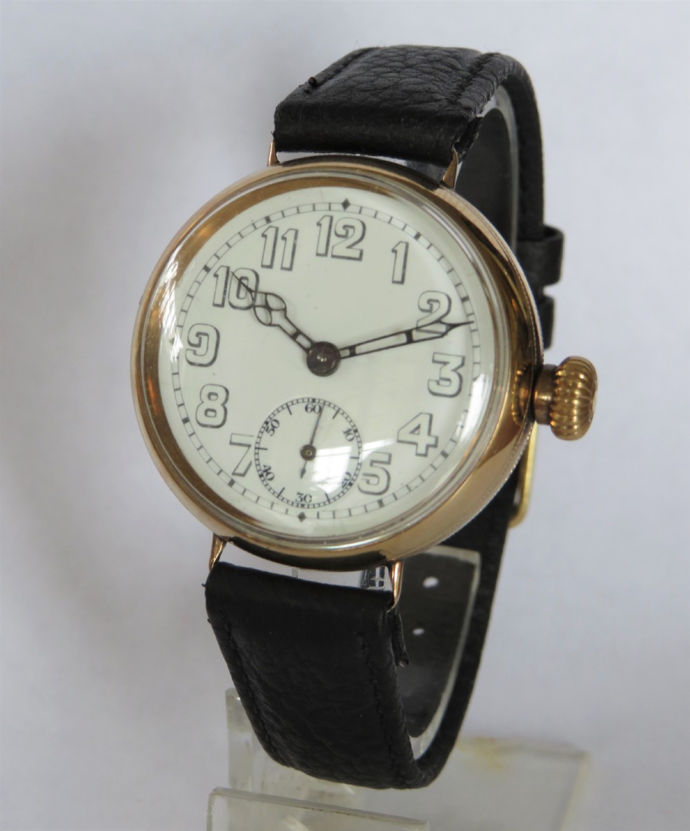 Gents 9ct gold Electa wrist watch, 1918