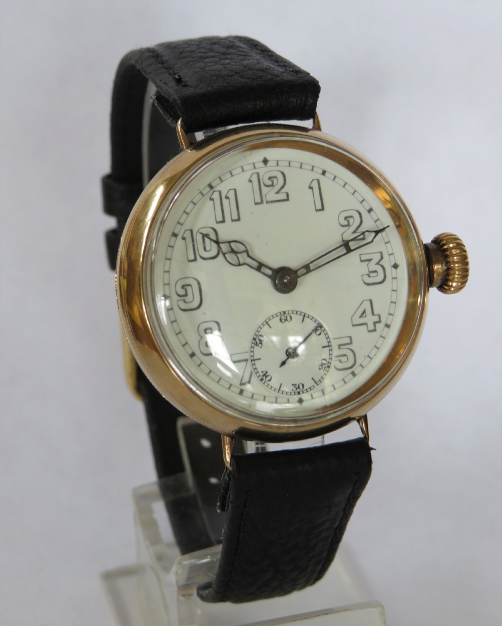 Gents 9ct gold Electa wrist watch, 1918 View II