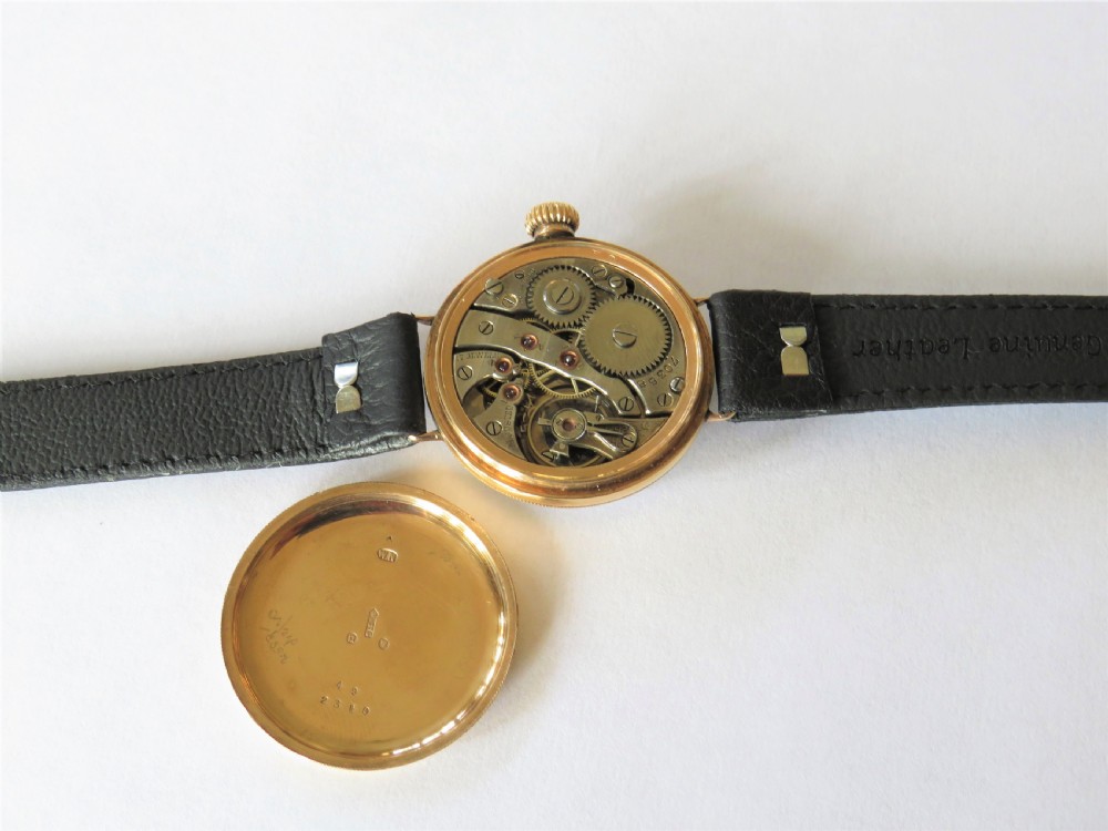 Gents 9ct gold Electa wrist watch, 1918 View V