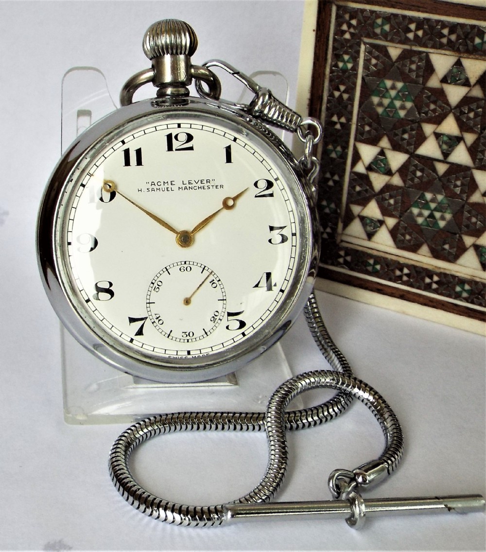 A vintage 1930s H Samuel Acme lever pocket watch & chain.