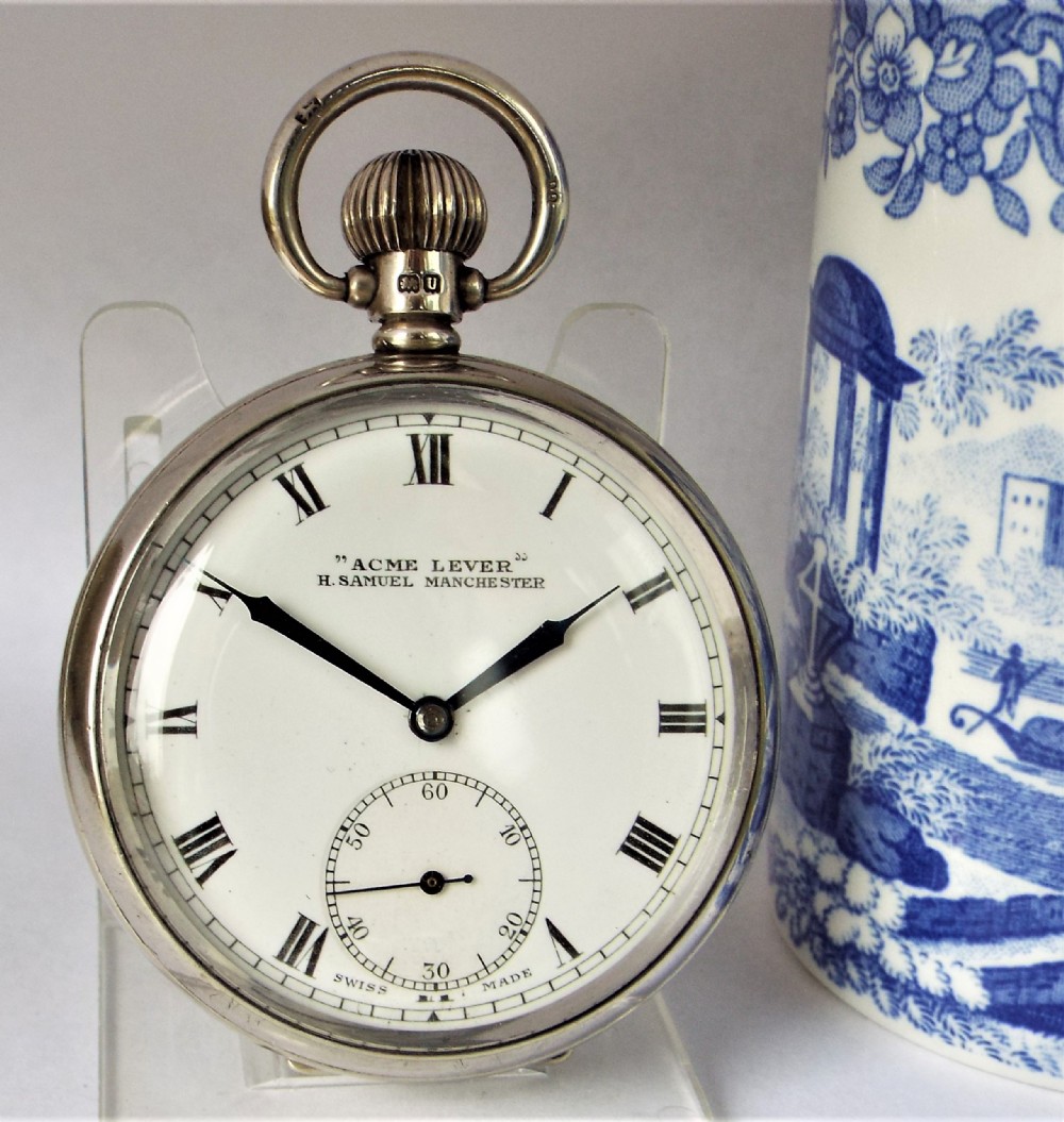 A 1940s Silver H Samuel Acme Lever Pocket Watch