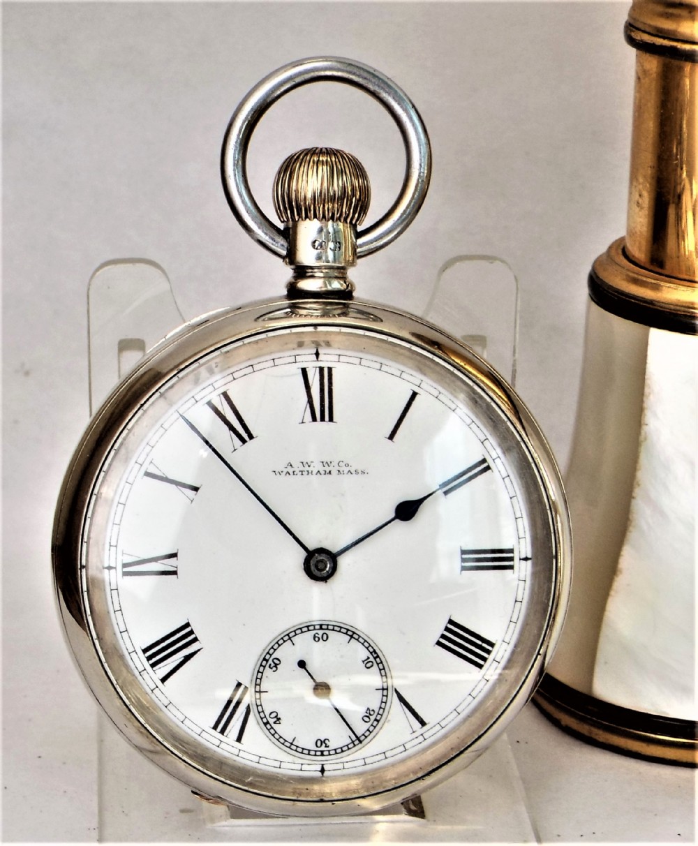 Antique silver Waltham Hillside pocket watch, 1891.