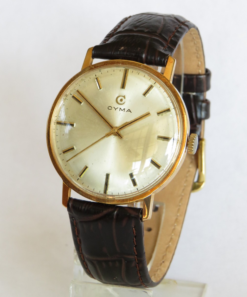 Gents 18ct gold Cyma wrist watch, 1969