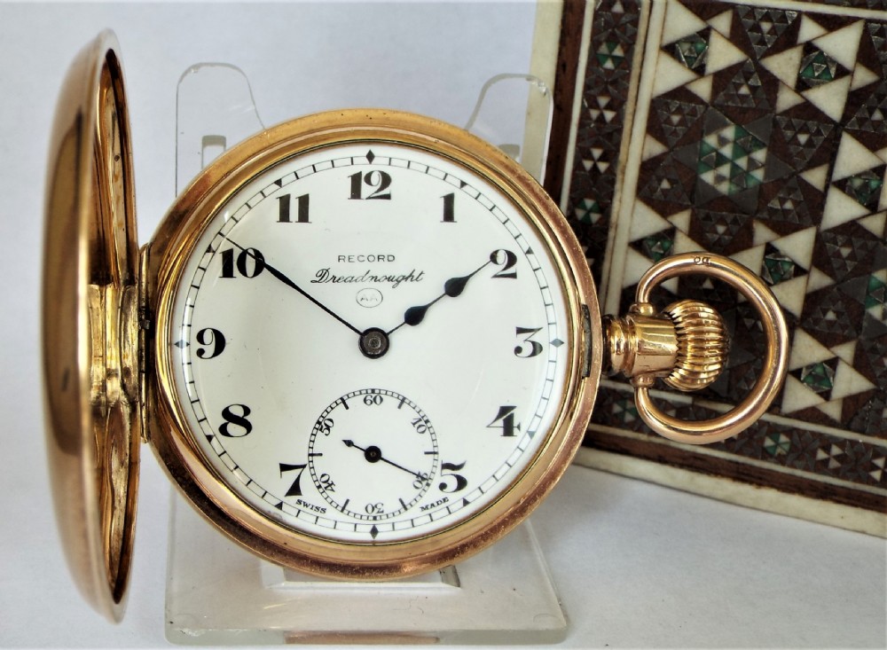 A 1920s Record Dreadnought half hunter pocket watch. View II