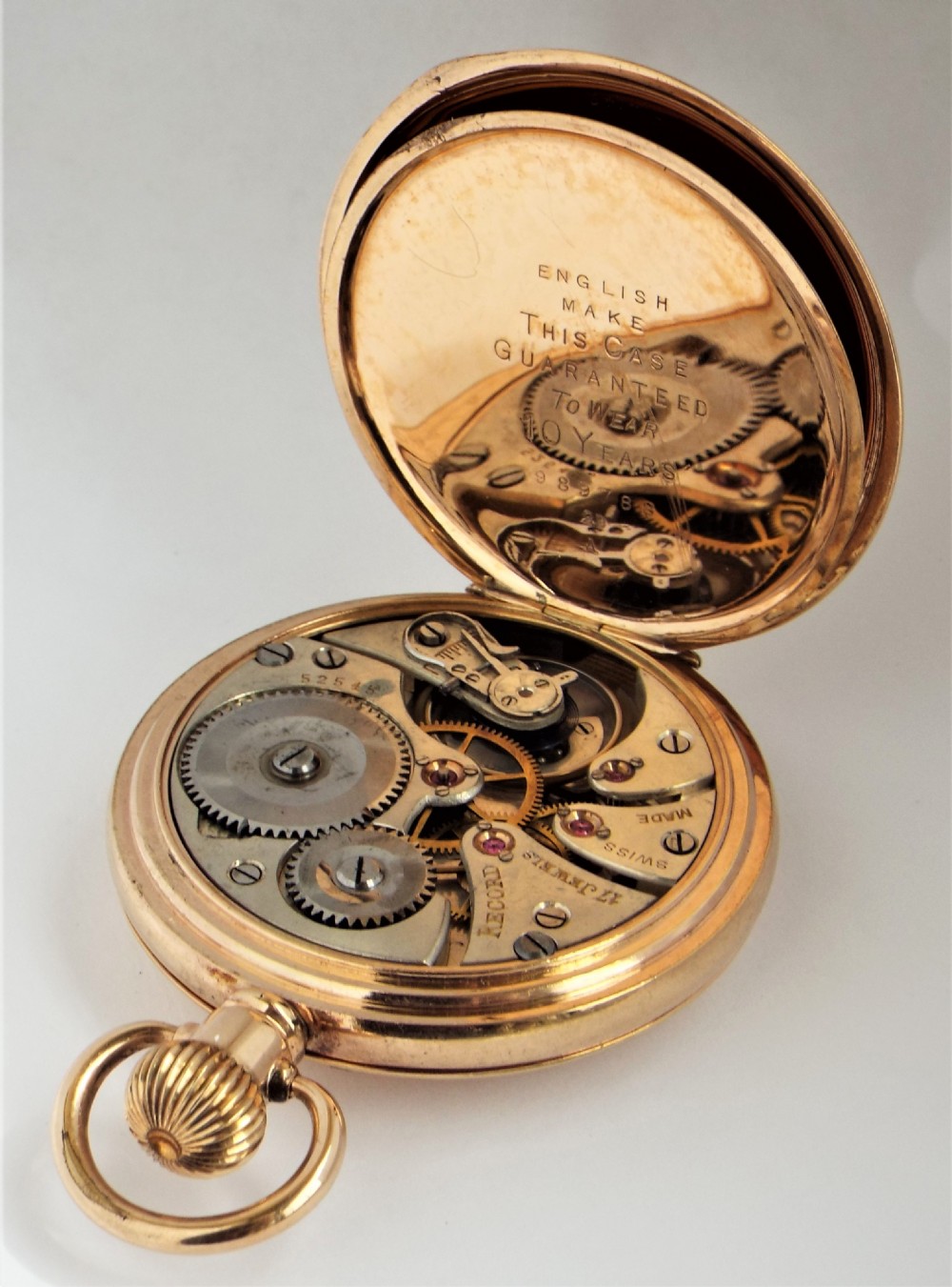 A 1920s Record Dreadnought half hunter pocket watch. View V