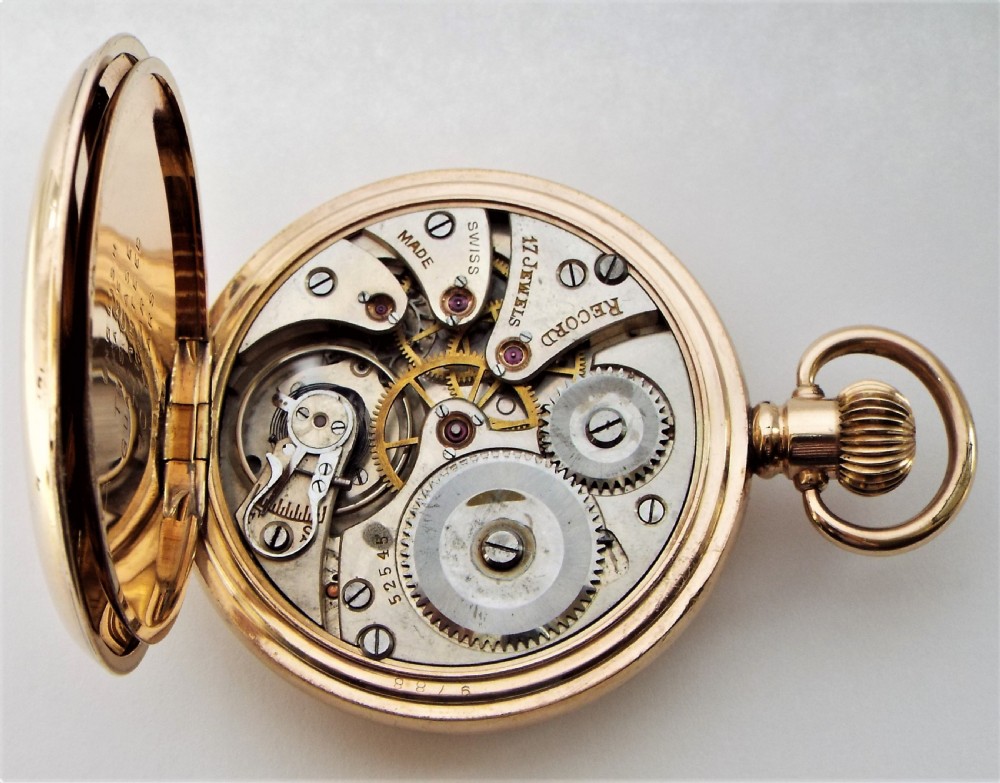 A 1920s Record Dreadnought half hunter pocket watch. View VI