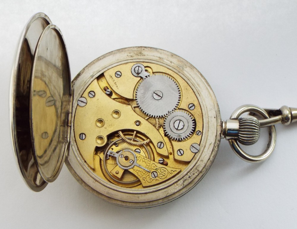 1930s Swiss pocket watch and chain. View V