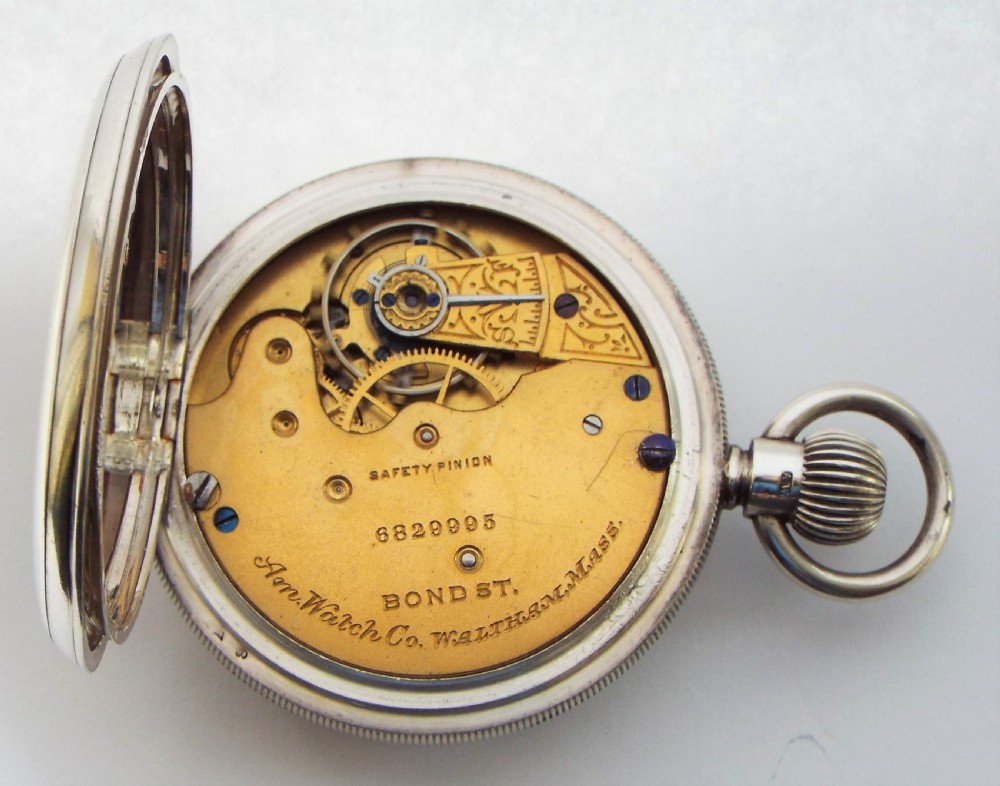 Antique silver Waltham Bond Street pocket watch. View V
